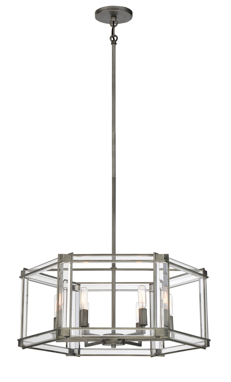 Minka-Lavery 3856-756 Langen Square Six Light Chandelier, Antique Nickel (Painted) Main Image.jpg