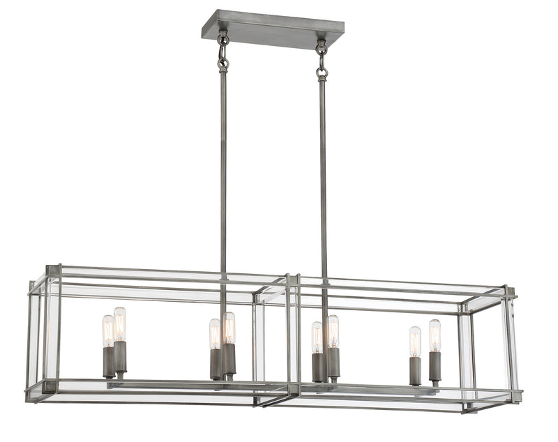 Minka-Lavery 3858-756 Langen Square Eight Light Island Pendant, Antique Nickel (Painted) Main Image.jpg