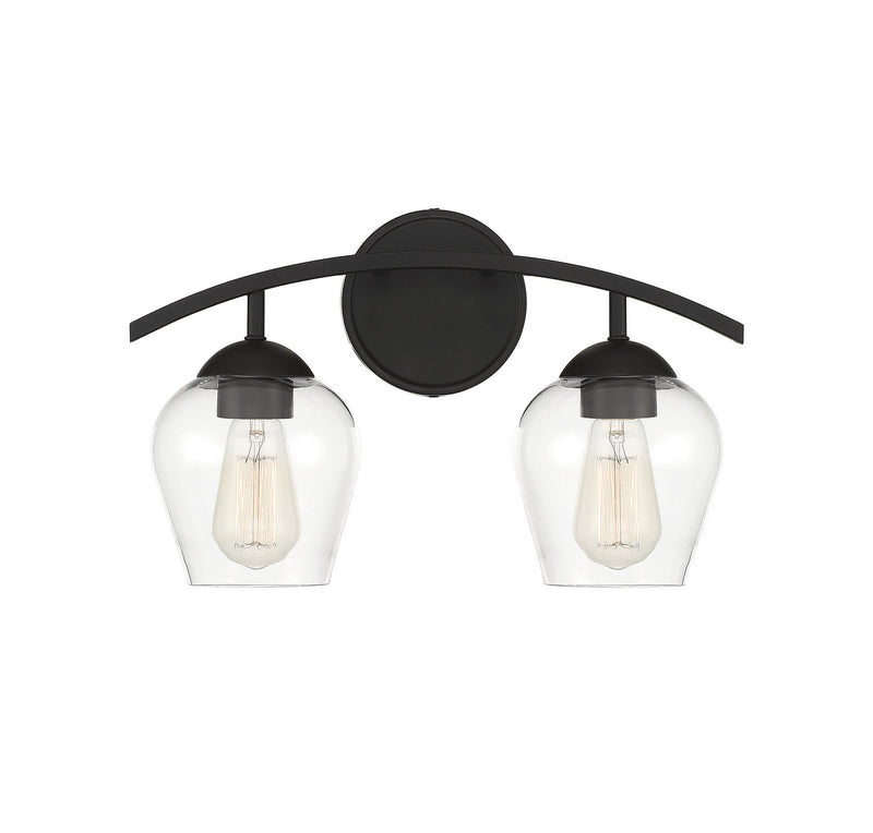 Shoppers Lighting SH80031MBK Lucy Two Light Bathroom Vanity Light, Matte Black Main Image.jpg
