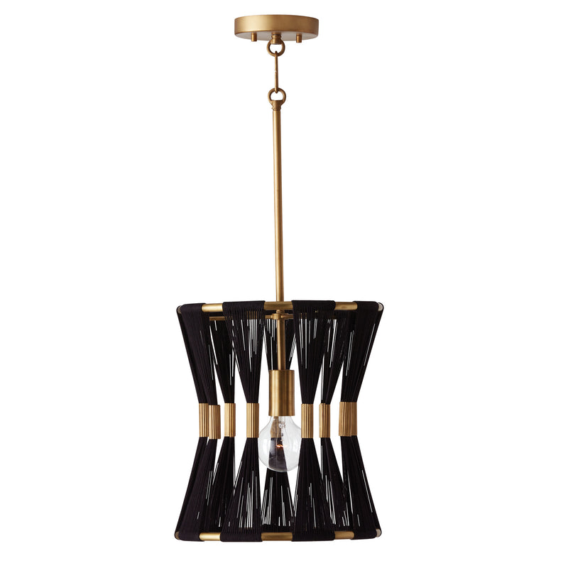 Capital Lighting 341111KP Bianca One Light Pendant, Black Rope and Patinaed Brass Main Image.jpg