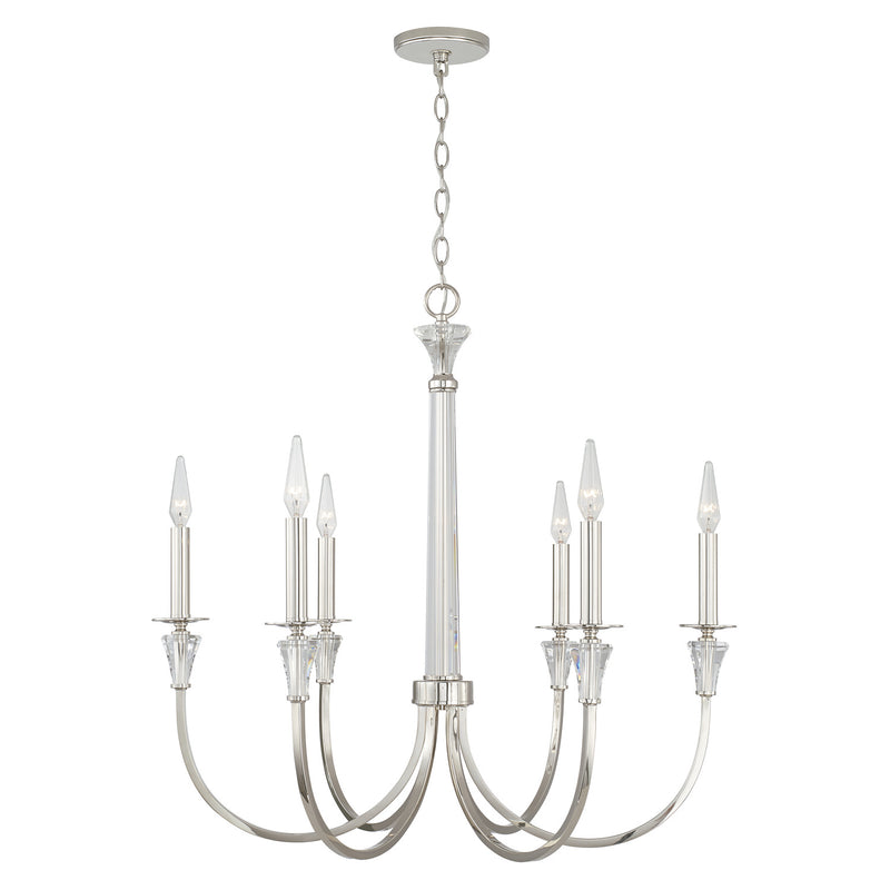 Capital Lighting 441861PN Laurent Six Light Chandelier, Polished Nickel Main Image.jpg