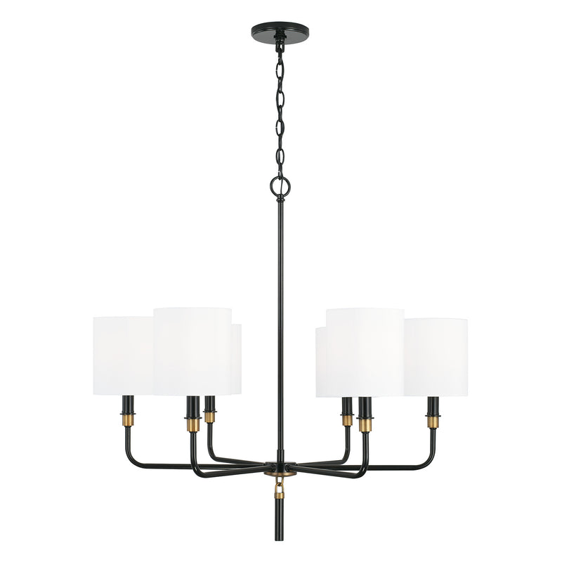 Capital Lighting 441961YA-702 Beckham Six Light Chandelier, Glossy Black and Aged Brass Main Image.jpg