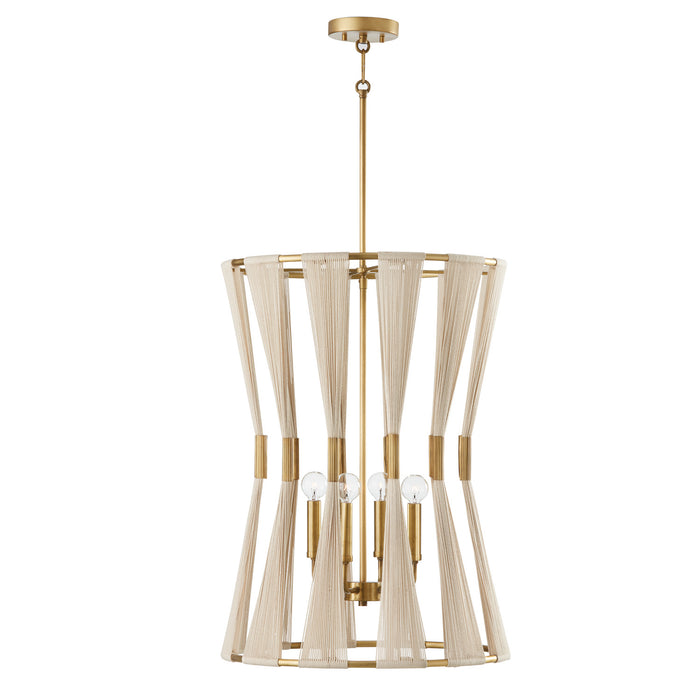 Capital Lighting 541141NP Bianca Four Light Foyer Pendant, Bleached Natural Rope and Patinaed Brass Main Image.jpg
