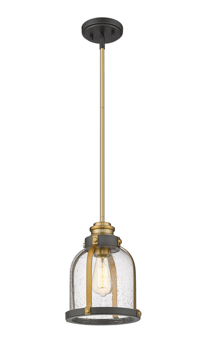 Z-Lite 337MP-BRZ+HB Burren One Light Mini Pendant, Bronze / Brass Main Image.jpg