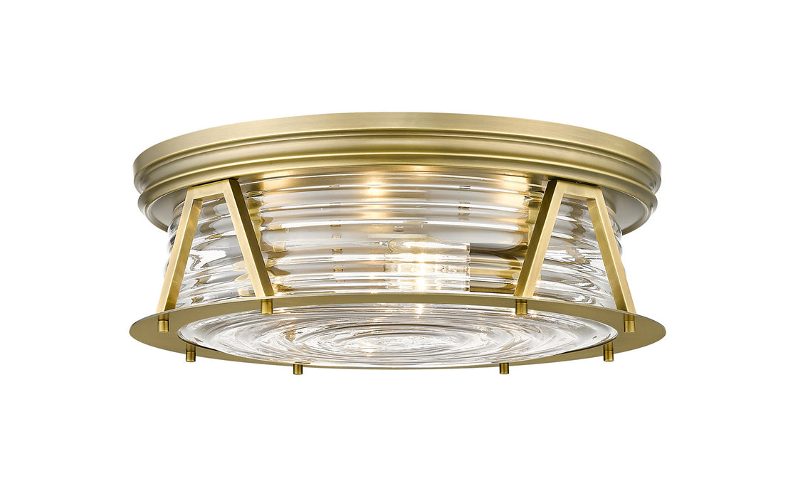 Z-Lite 491F4-RB Cape Harbor Four Light Flush Mount, Rubbed Brass Main Image.jpg