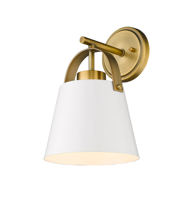 Z-Lite 726-1S-MW+HBR Z-Studio One Light Wall Sconce, Matte White / Heritage Brass Main Image.jpg