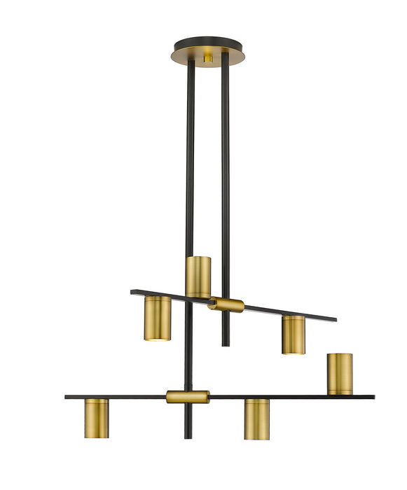 Z-Lite 814-6MB-OBR Calumet Six Light Chandelier, Matte Black / Olde Brass Main Image.jpg