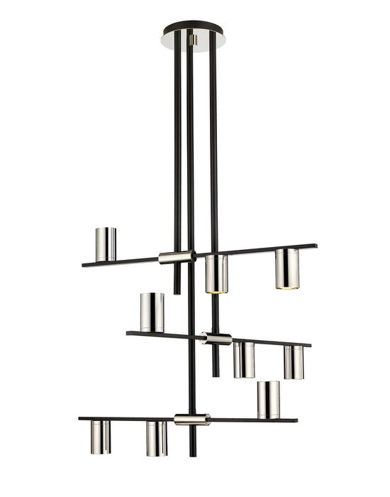 Z-Lite 814-9MB-PN Calumet Nine Light Chandelier, Mate Black / Polished Nickel Main Image.jpg