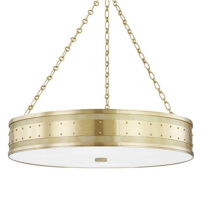 Hudson Valley 2230-AGB Gaines Six Light Pendant, Aged Brass Main Image.jpg