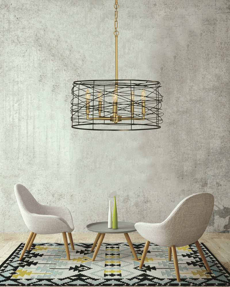 Framburg 5615 BR/MBLACK Boca Five Light Chandelier, Brushed Brass and Matte Black Alternate Image.jpg