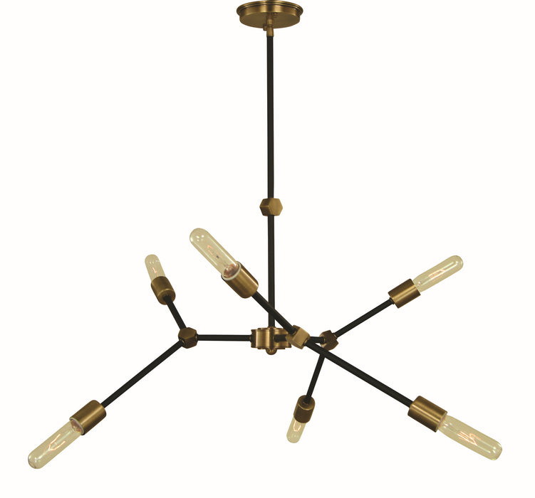 Framburg 5630 AB/MBLACK Kinetic Six Light Chandelier, Antique Brass and Matte Black Main Image.jpg