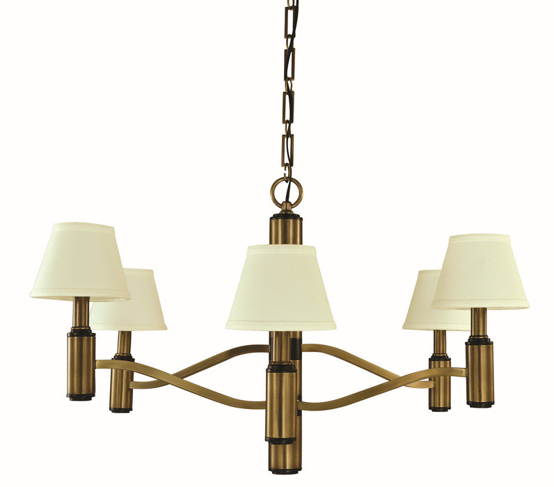 Framburg 5636 AB/MBLACK Hampton Six Light Chandelier, Antique Brass and Matte Black Main Image.jpg