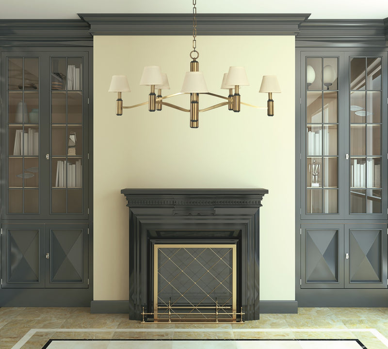 Framburg 5638 AB/MBLACK Hampton Eight Light Chandelier, Antique Brass and Matte Black Alternate Image.jpg