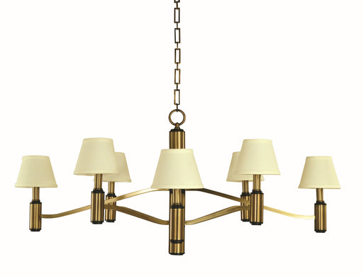 Framburg 5638 AB/MBLACK Hampton Eight Light Chandelier, Antique Brass and Matte Black Main Image.jpg