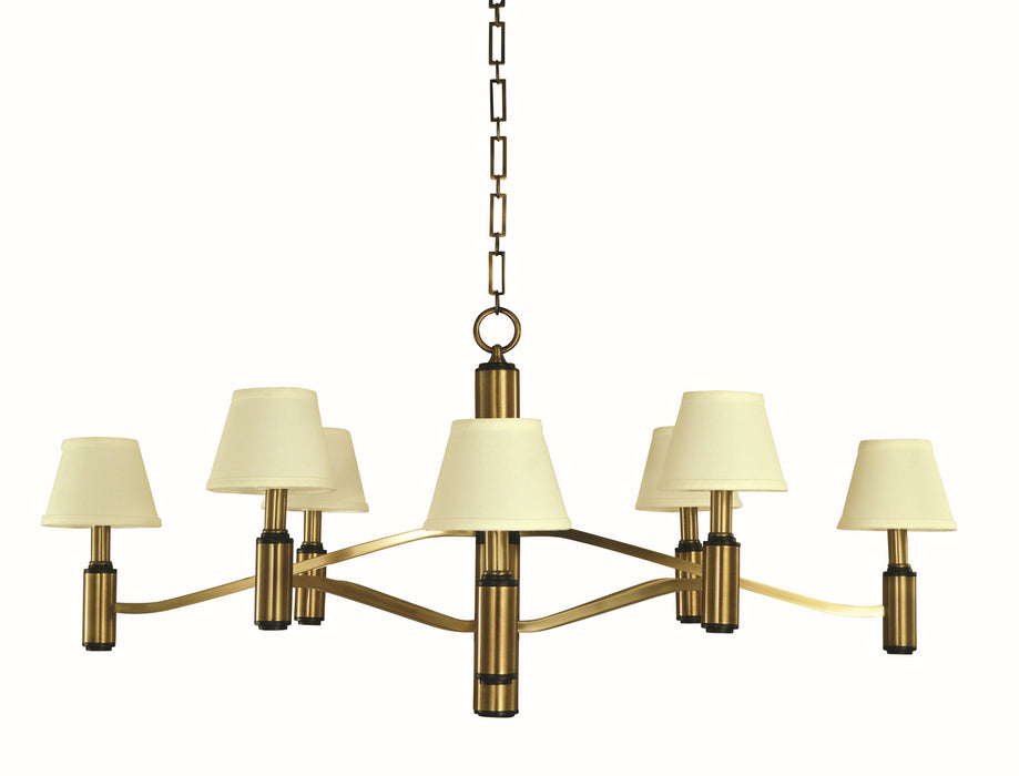 Framburg 5638 AB/MBLACK Hampton Eight Light Chandelier, Antique Brass and Matte Black Main Image.jpg