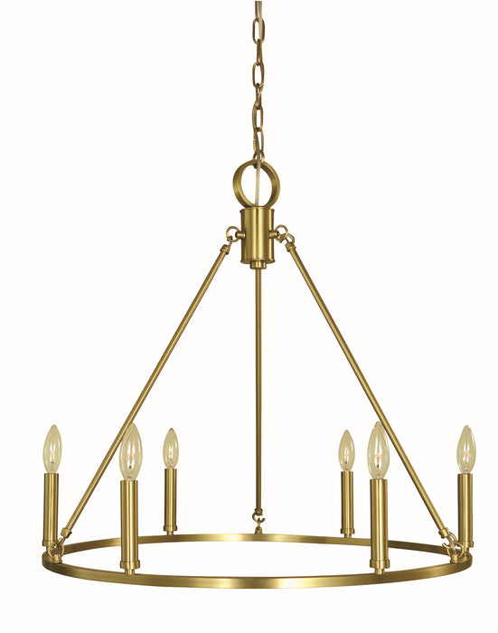 Framburg 5656 BR Midtown Six Light Chandelier, Brushed Brass Main Image.jpg