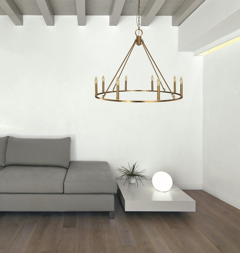 Framburg 5658 BR Midtown Eight Light Chandelier, Brushed Brass Alternate Image.jpg