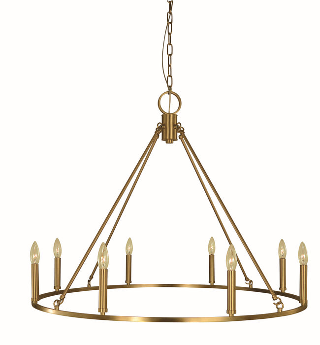 Framburg 5658 BR Midtown Eight Light Chandelier, Brushed Brass Main Image.jpg