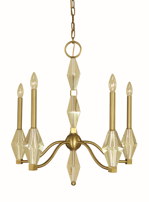 Framburg 5665 BR Vivian Five Light Chandelier, Brushed Brass Main Image.jpg