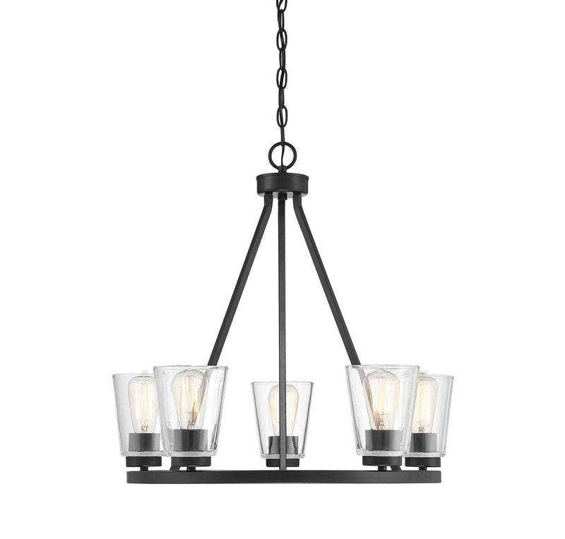 Savoy House 1-1021-5-89 Five Light Chandelier, Matte Black