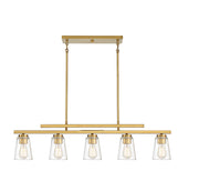 Savoy House 1-1023-5-322 Five Light Linear Chandelier, Warm Brass