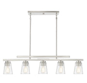 Savoy House 1-1023-5-SN Five Light Linear Chandelier, Satin Nickel