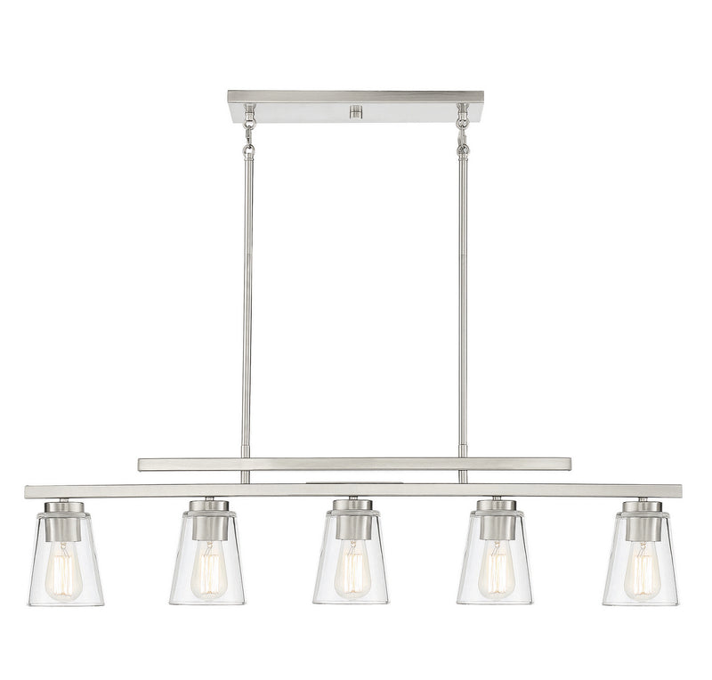 Savoy House 1-1023-5-SN Five Light Linear Chandelier, Satin Nickel