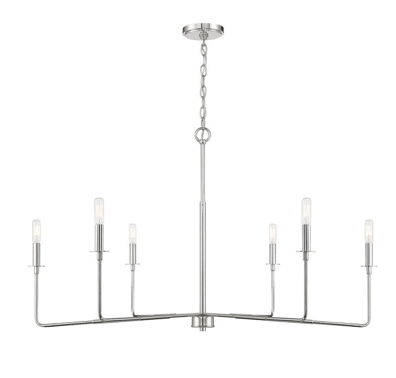 Savoy House 1-2221-6-109 Six Light Chandelier, Polished Nickel