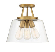Savoy House 6-1024-3-322 Three Light Semi-Flush Mount, Warm Brass