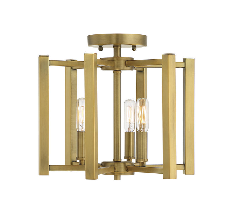 Savoy House 6-7702-3-322 Three Light Semi-Flush Mount, Warm Brass