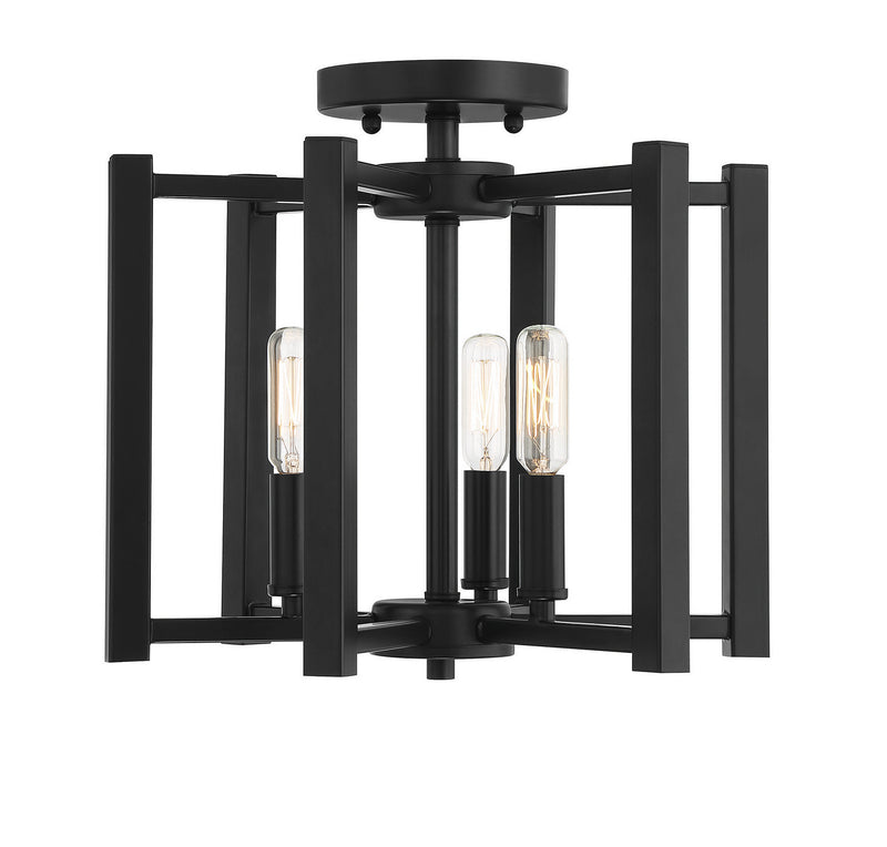 Savoy House 6-7702-3-89 Three Light Semi-Flush Mount, Matte Black