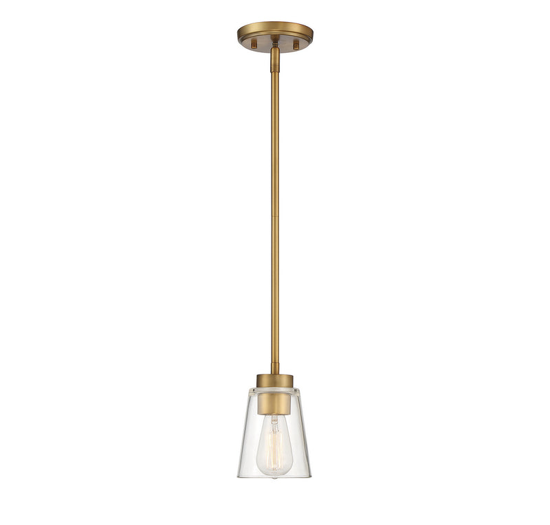 Savoy House 7-1026-1-322 One Light Mini-Pendant, Warm Brass