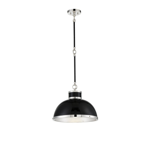 Savoy House 7-8882-1-173 One Light Pendant, Black with Polished Nickel Accents