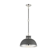 Savoy House 7-8882-1-175 One Light Pendant, Gray with Polished Nickel Accents