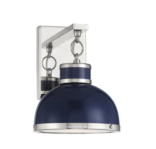 Savoy House 9-8884-1-174 One Light Wall Sconce, Navy with Polished Nickel Accents
