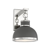 Savoy House 9-8884-1-175 One Light Wall Sconce, Gray with Polished Nickel Accents