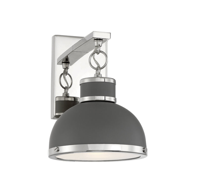 Savoy House 9-8884-1-175 One Light Wall Sconce, Gray with Polished Nickel Accents