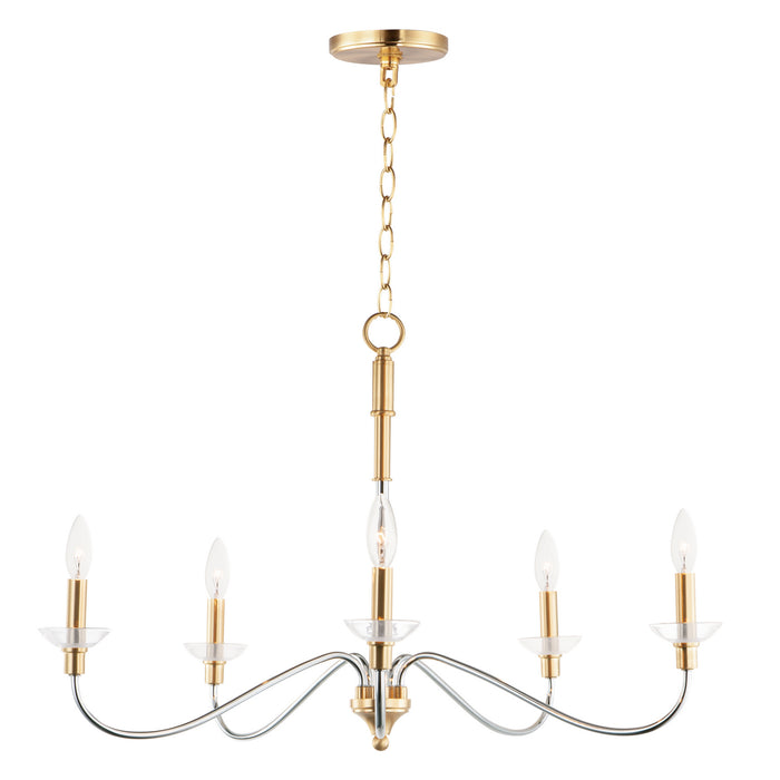 Maxim 25375CLPCSBR Clarion Five Light Chandelier, Polished Chrome / Satin Brass Main Image.jpg