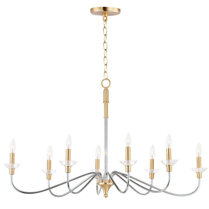 Maxim 25378CLPCSBR Clarion Eight Light Chandelier, Polished Chrome / Satin Brass Main Image.jpg