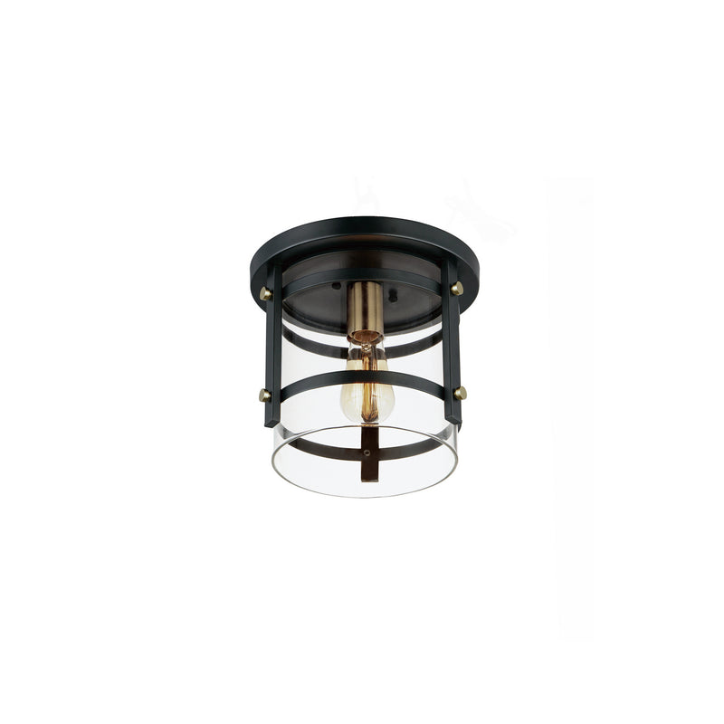 Maxim 2641BKAB Capitol One Light Flush Mount, Black / Antique Brass Main Image.jpg