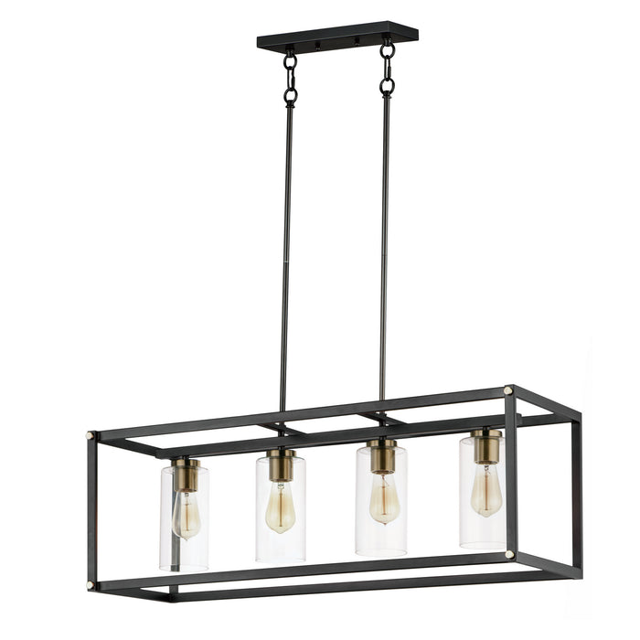 Maxim 2644BKAB Capitol Four Light Linear Pendant, Black / Antique Brass Main Image.jpg