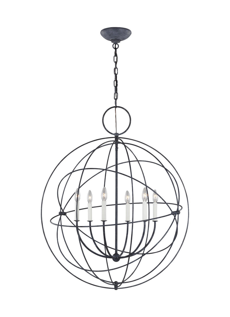 Visual Comfort Studio CP1246WGV Bayberry Six Light Pendant, Weathered Galvanized Main Image.jpg