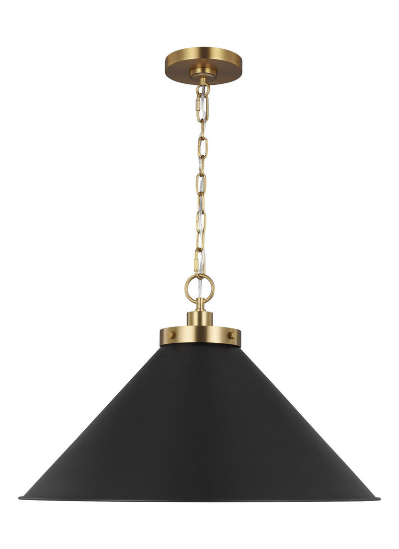 Visual Comfort Studio CP1311MBKBBS Wellfleet One Light Pendant, Midnight Black and Burnished Brass Main Image.jpg