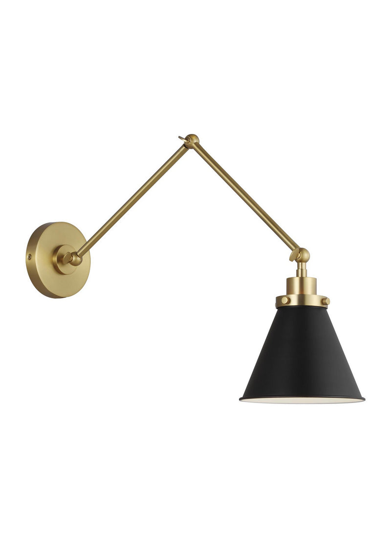 Visual Comfort Studio CW1151MBKBBS Wellfleet One Light Wall Sconce, Midnight Black and Burnished Brass Main Image.jpg