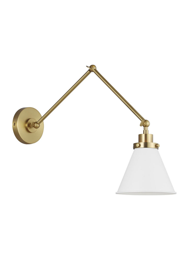 Visual Comfort Studio CW1151MWTBBS Wellfleet One Light Wall Sconce, Matte White and Burnished Brass Main Image.jpg