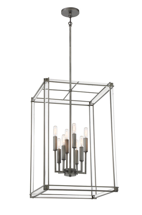 Minka-Lavery 3857-756 Langen Square Eight Light Pendant, Antique Nickel (Painted) Main Image.jpg