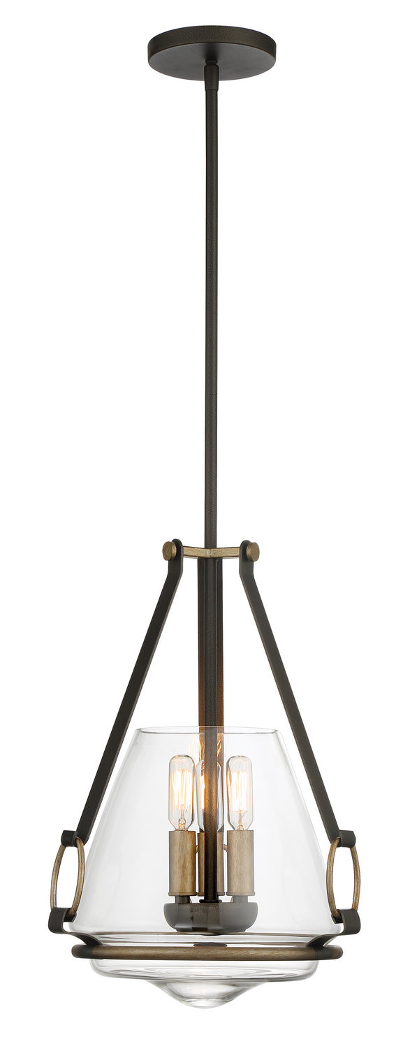 Minka-Lavery 3903-107 Eden Valley Three Light Pendant/Semi Flush Mount, Smoked Iron W/Aged Gold Main Image.jpg