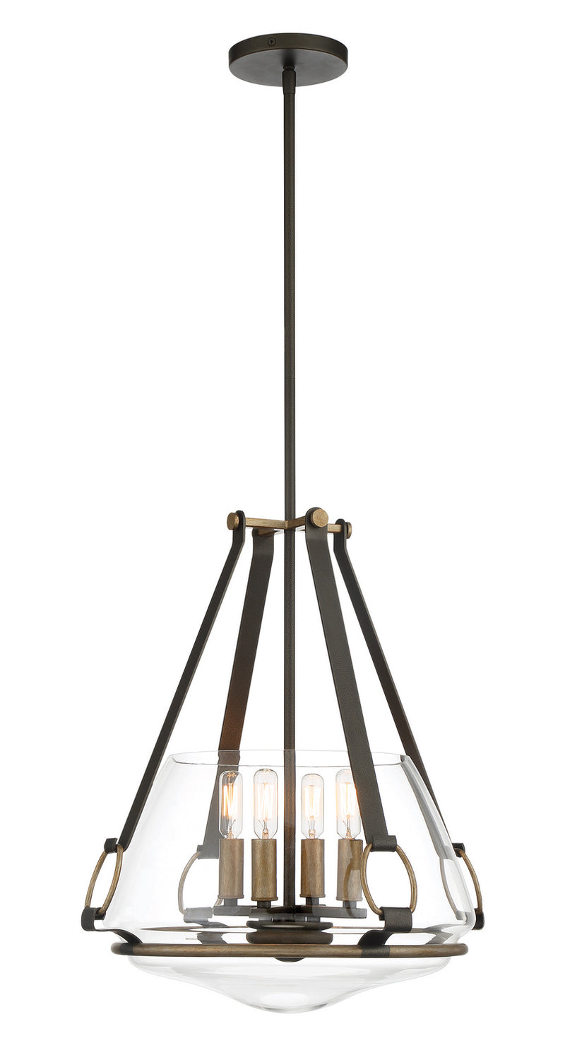 Minka-Lavery 3904-107 Eden Valley Four Light Pendant/Semi Flush Mount, Smoked Iron W/Aged Gold Main Image.jpg