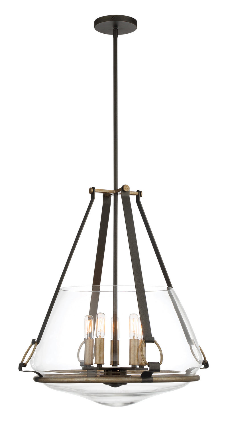 Minka-Lavery 3905-107 Eden Valley Five Light Pendant/Semi Flush Mount, Smoked Iron W/Aged Gold Main Image.jpg