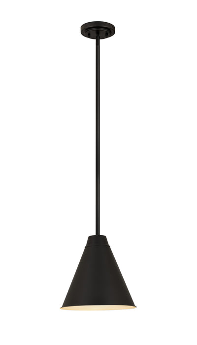 Z-Lite 6011P12-MB Eaton One Light Pendant, Matte Black Main Image.jpg